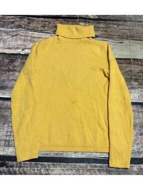 Lord & Taylor Sweater Womens XS Cashmere Turtleneck Yellow Pullover